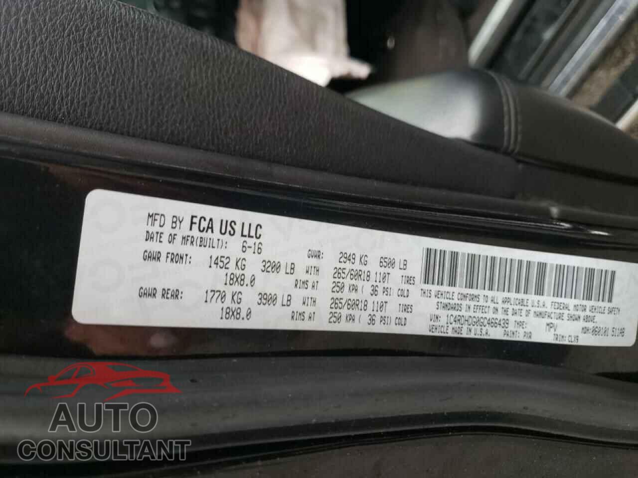 DODGE DURANGO 2016 - 1C4RDHDG0GC466439