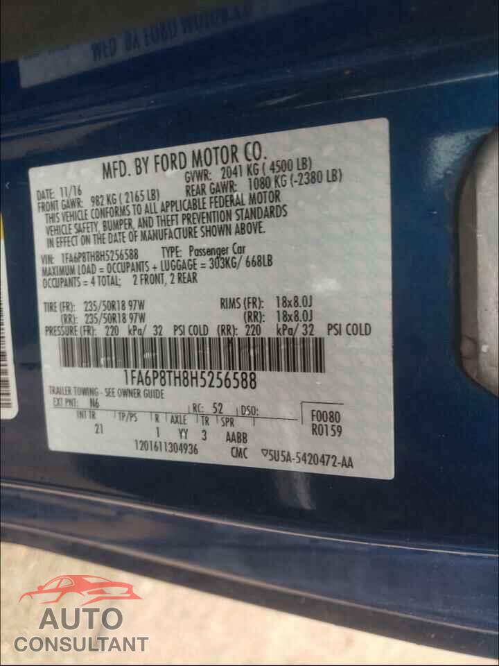 FORD MUSTANG 2017 - 1FA6P8TH8H5256588