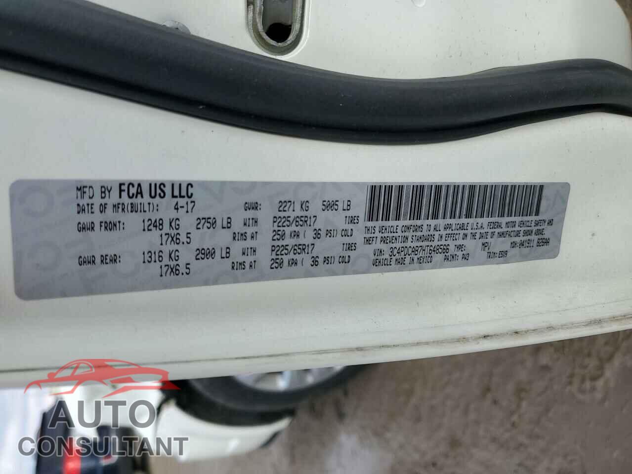 DODGE JOURNEY 2017 - 3C4PDCAB7HT648566