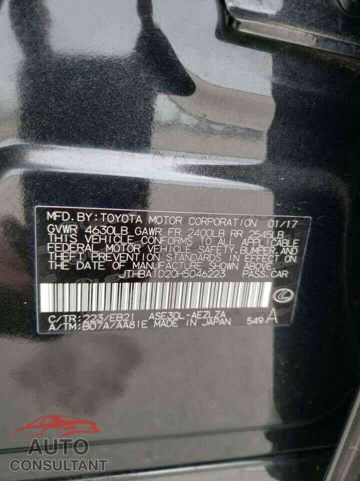 LEXUS IS 2017 - JTHBA1D20H5046223