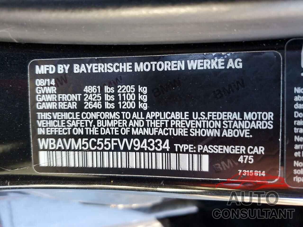 BMW X1 2015 - WBAVM5C55FVV94334