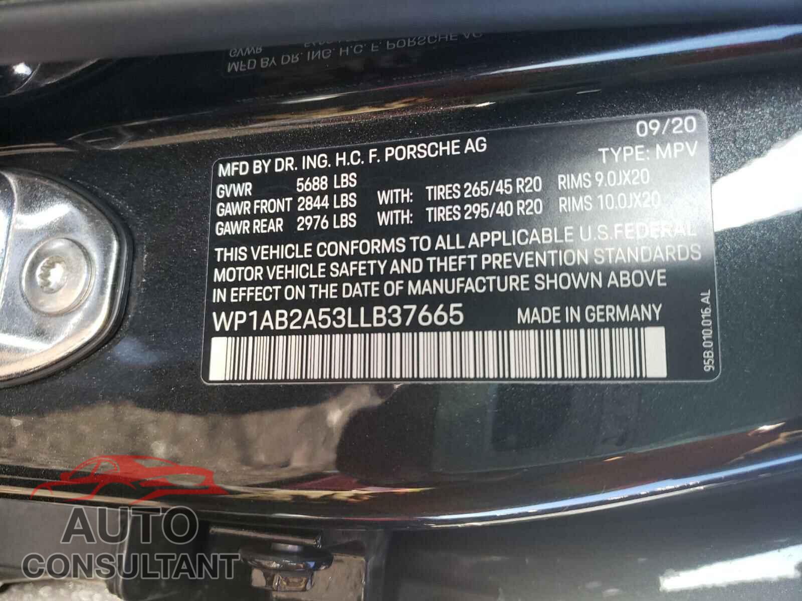 PORSCHE MACAN 2020 - WP1AB2A53LLB37665