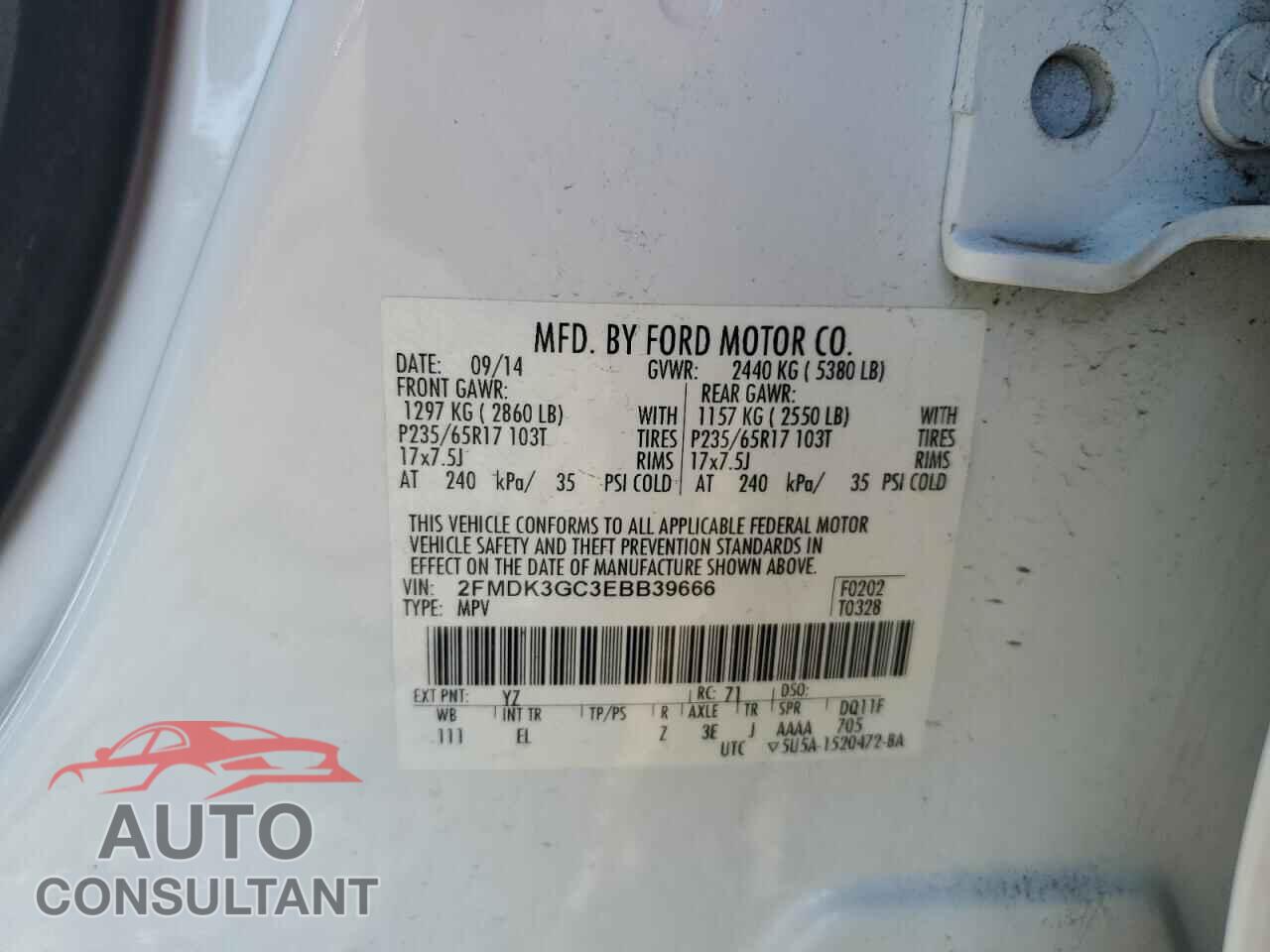 FORD EDGE 2014 - 2FMDK3GC3EBB39666