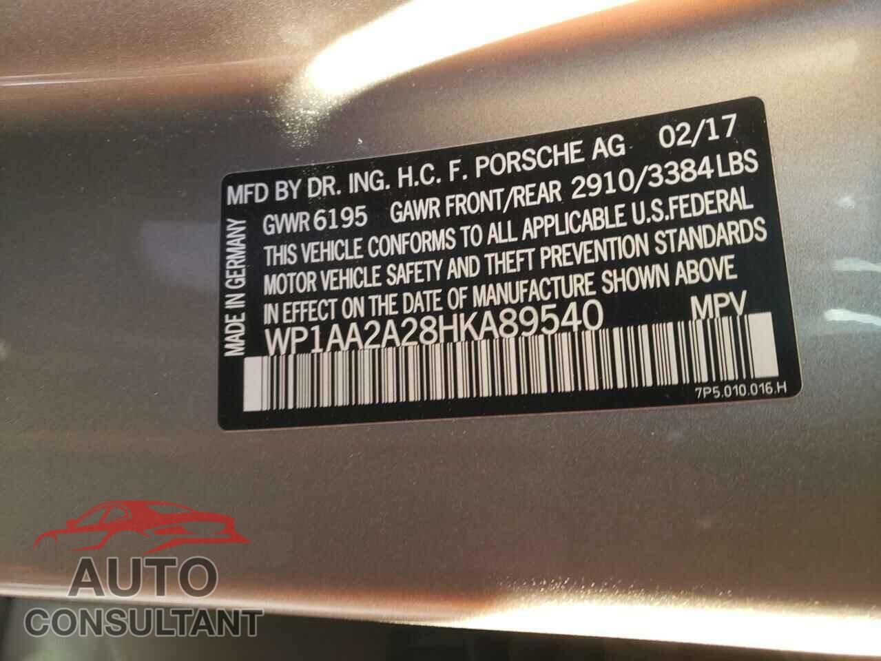 PORSCHE CAYENNE 2017 - WP1AA2A28HKA89540