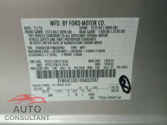 FORD FLEX 2017 - 2FMGK5D81HBA00987