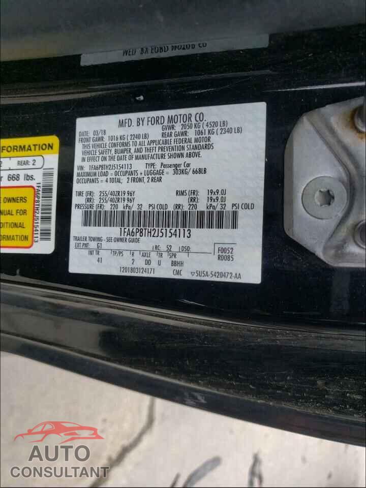 FORD MUSTANG 2018 - 1FA6P8TH2J5154113