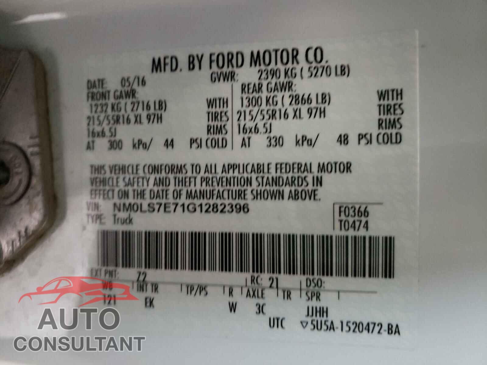 FORD TRANSIT CO 2016 - NM0LS7E71G1282396