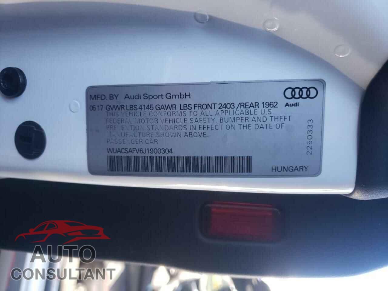 AUDI TT 2018 - WUACSAFV6J1900304