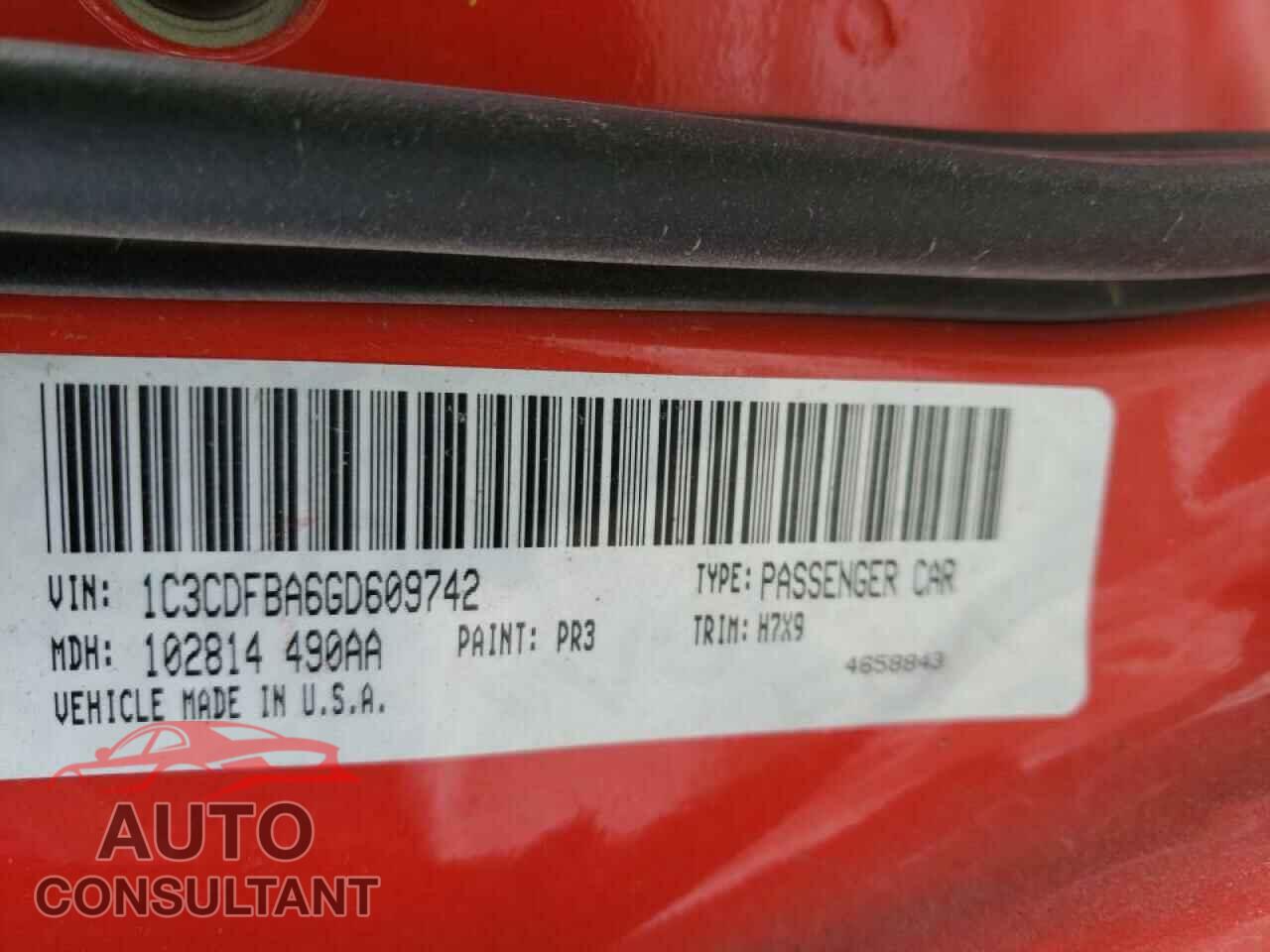 DODGE DART 2016 - 1C3CDFBA6GD609742