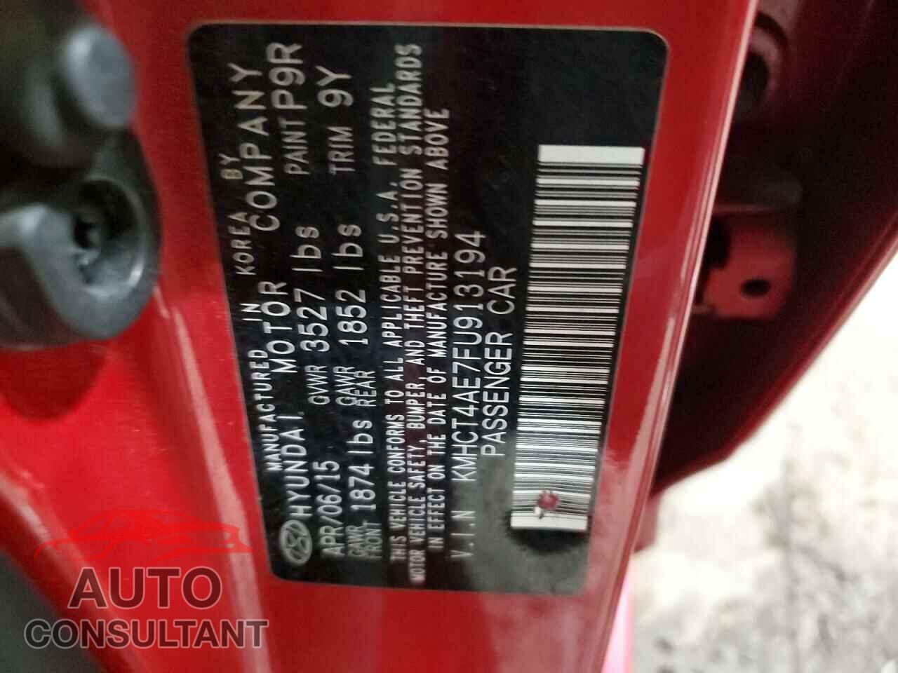 HYUNDAI ACCENT 2015 - KMHCT4AE7FU913194