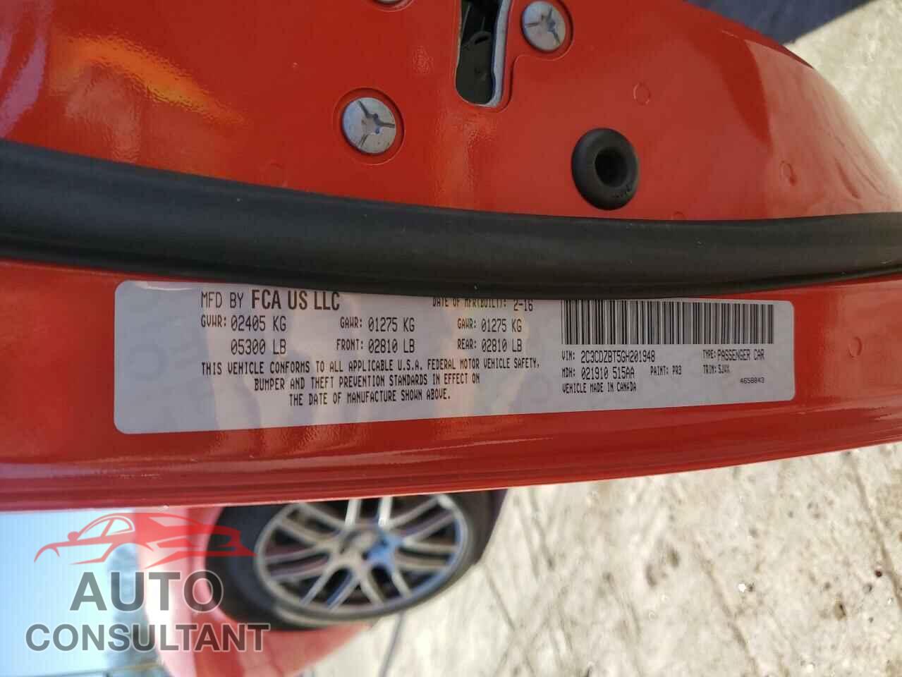 DODGE CHALLENGER 2016 - 2C3CDZBT5GH201948