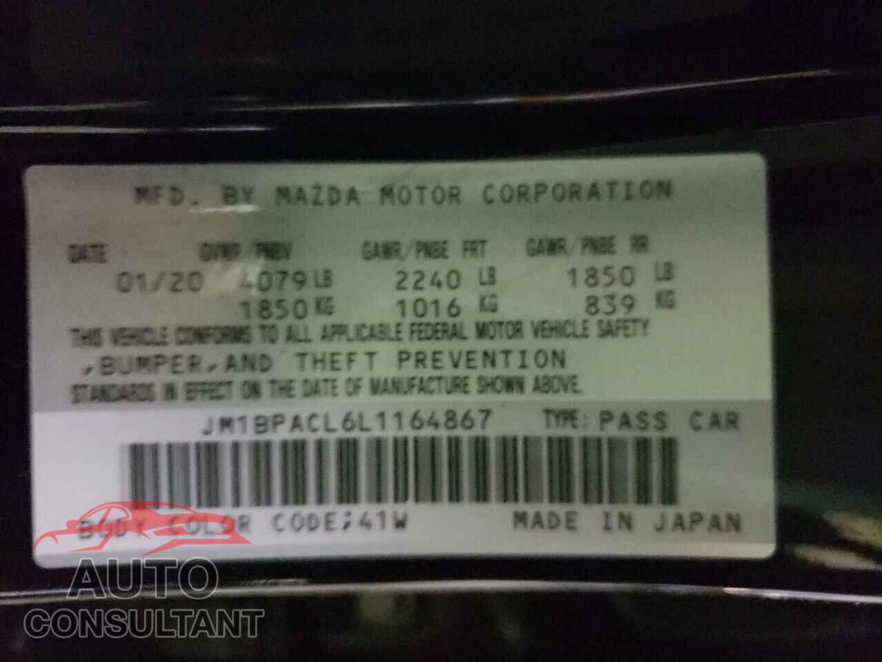 MAZDA 3 2020 - JM1BPACL6L1164867