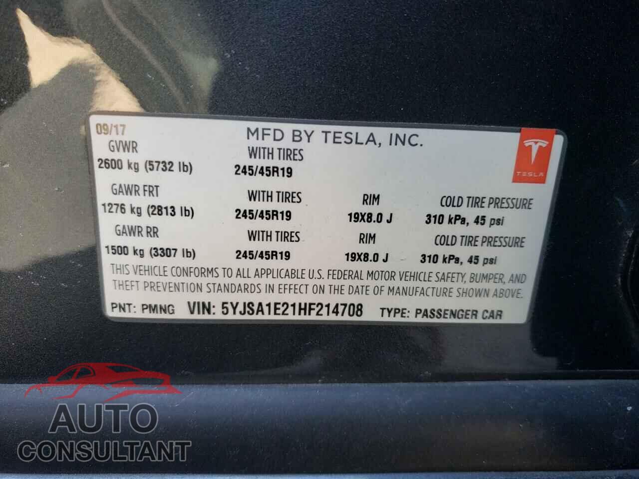 TESLA MODEL S 2017 - 5YJSA1E21HF214708