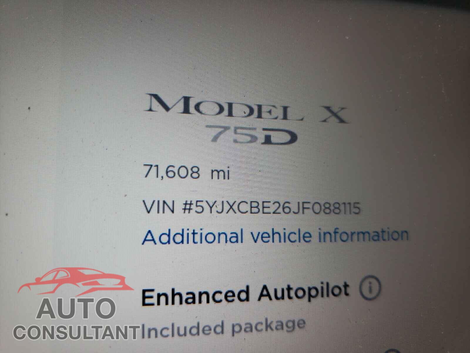 TESLA MODEL X 2018 - 5YJXCBE26JF088115