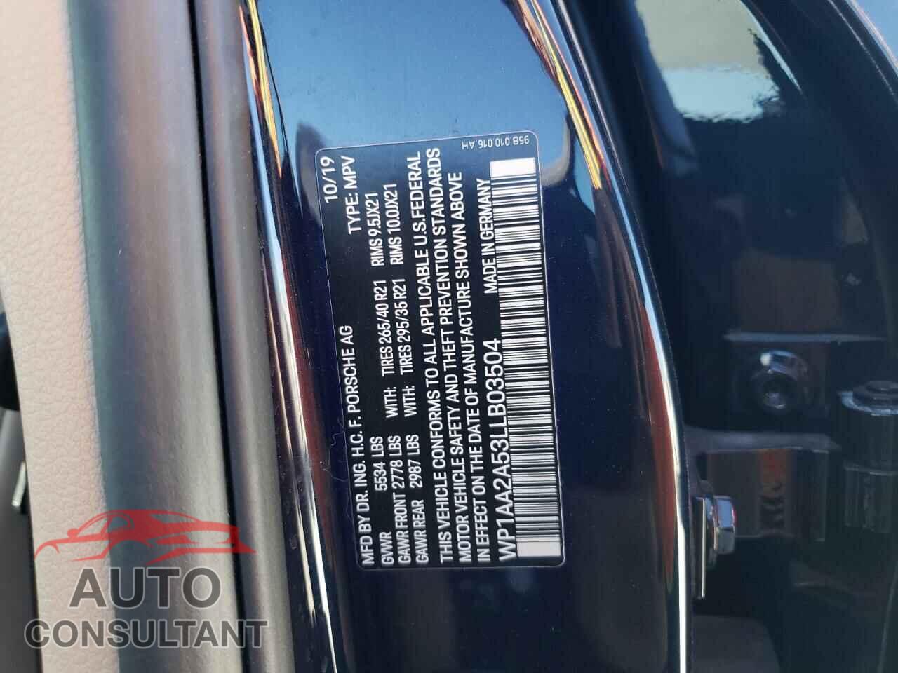 PORSCHE MACAN 2020 - WP1AA2A53LLB03504
