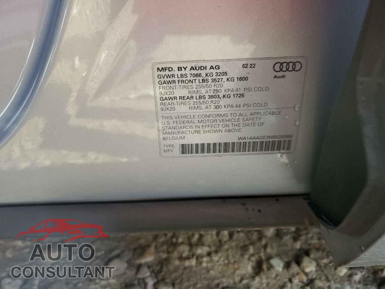 AUDI E-TRON 2022 - WA1AAAGE3NB025988