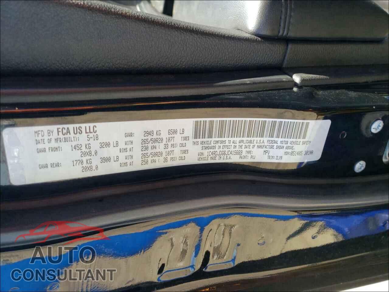 DODGE DURANGO 2018 - 1C4RDJDG6JC415669