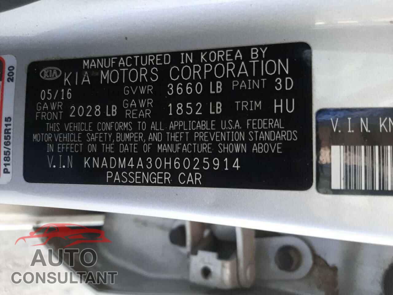 KIA RIO 2017 - KNADM4A30H6025914