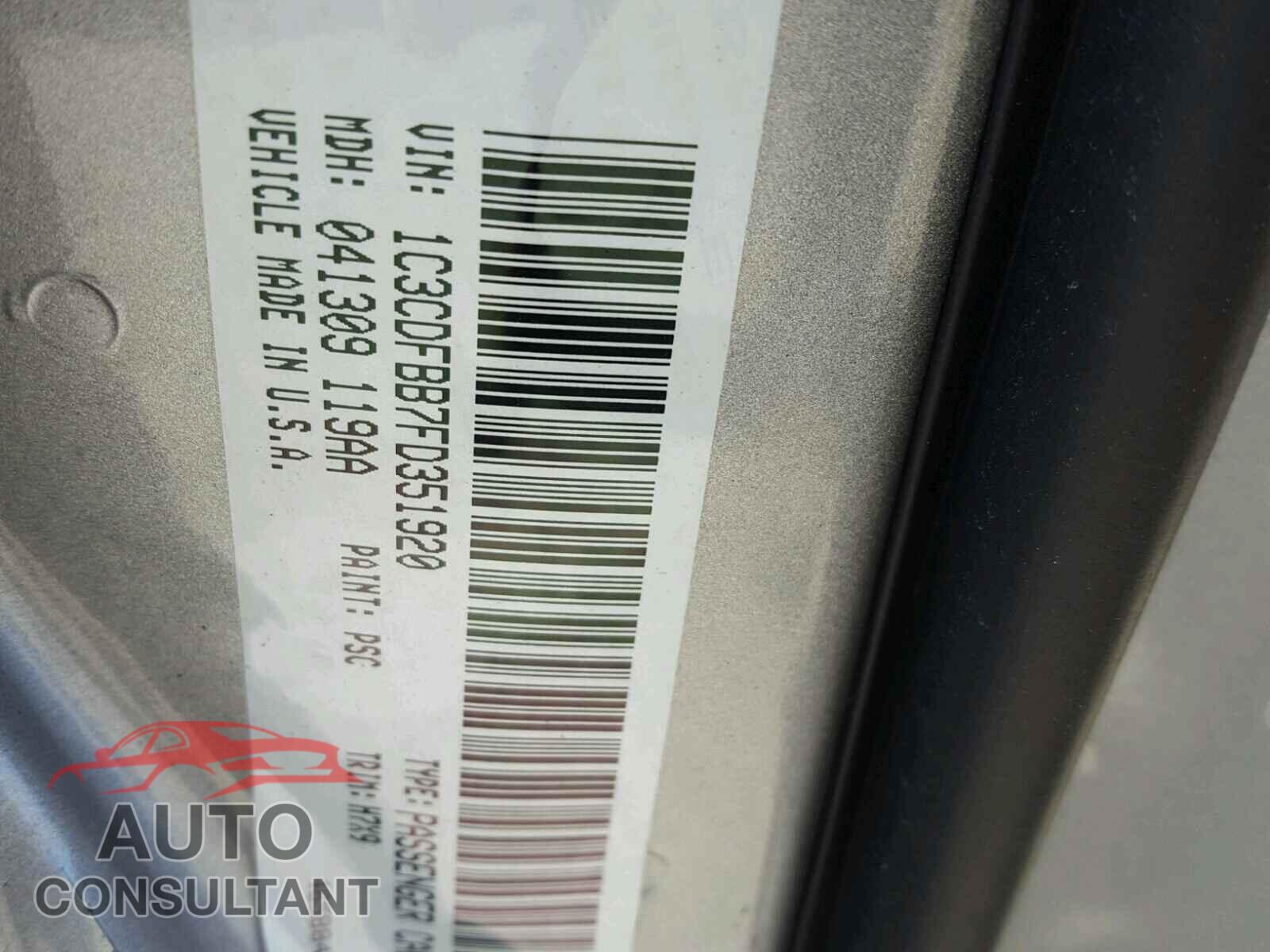 DODGE DART 2015 - 1C3CDFBB7FD351920