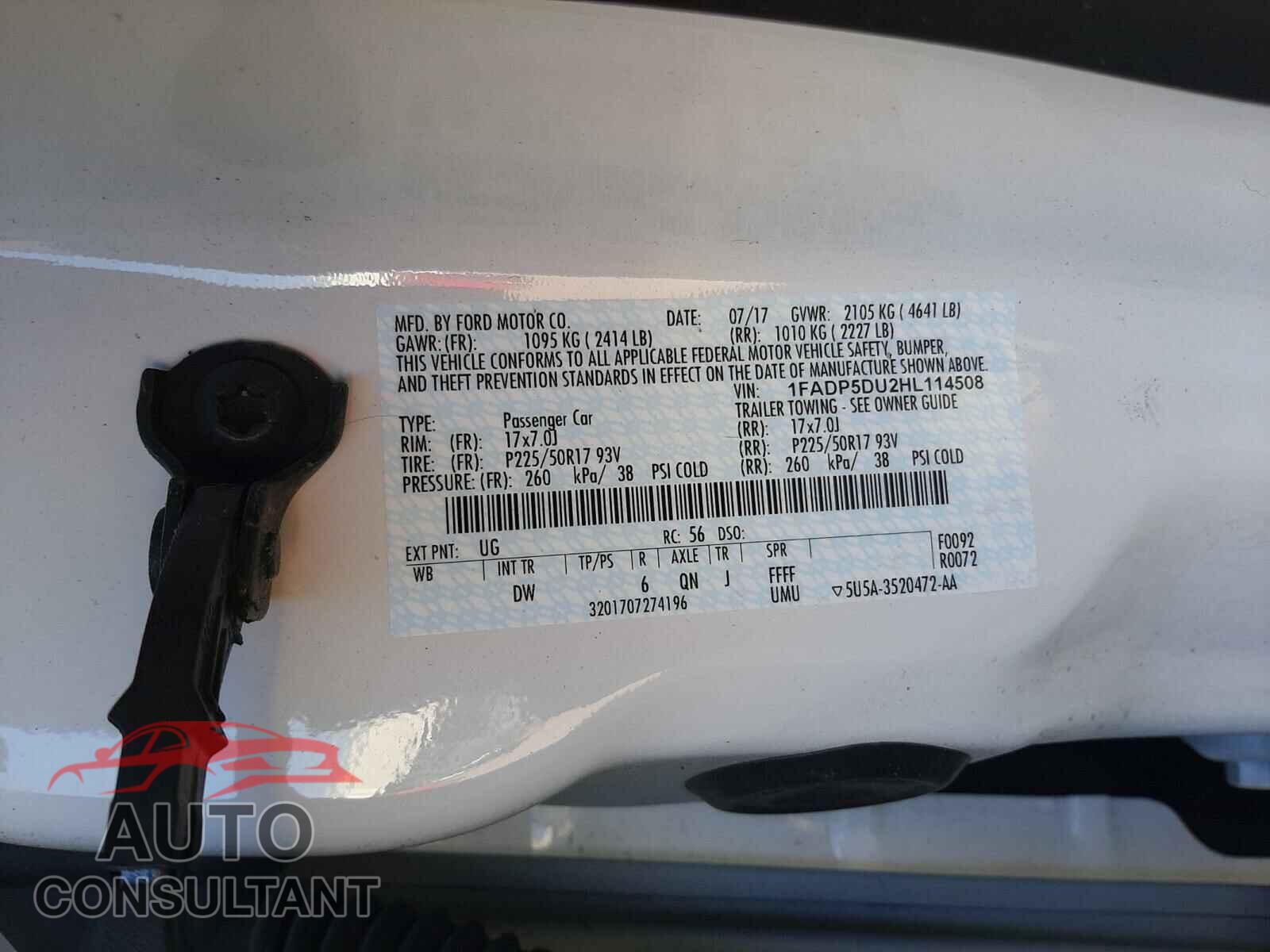 FORD CMAX 2017 - 1FADP5DU2HL114508