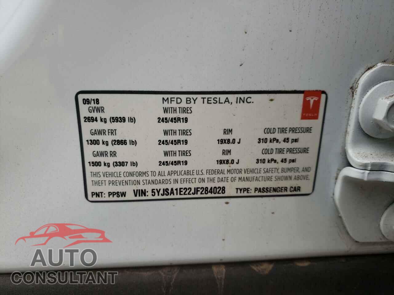 TESLA MODEL S 2018 - 5YJSA1E22JF284028