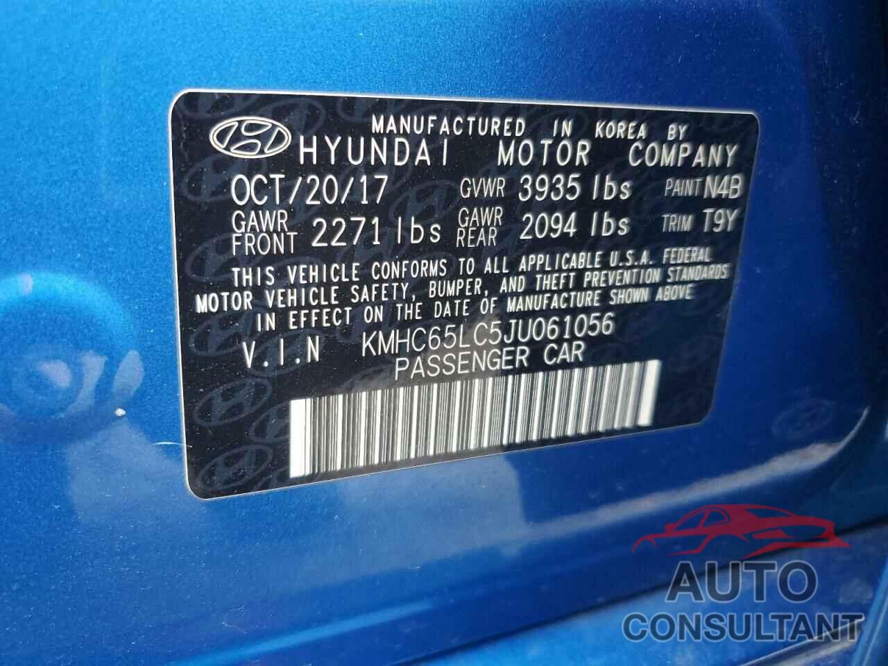 HYUNDAI IONIQ 2018 - KMHC65LC5JU061056