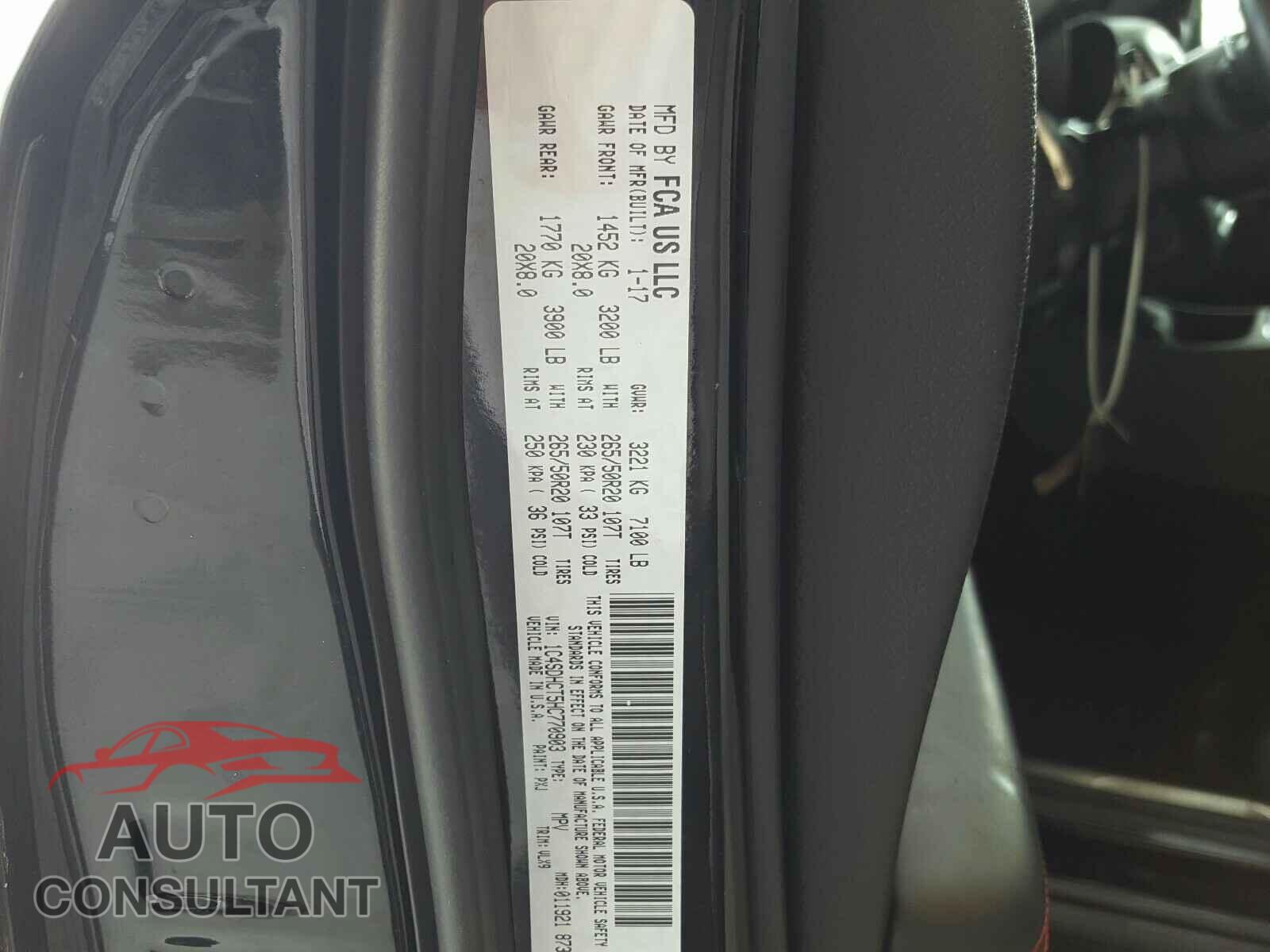 DODGE DURANGO 2017 - 1C4SDHCT5HC770903
