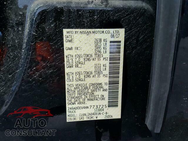 NISSAN FRONTIER 2017 - 1N6AD0EV4HN773725