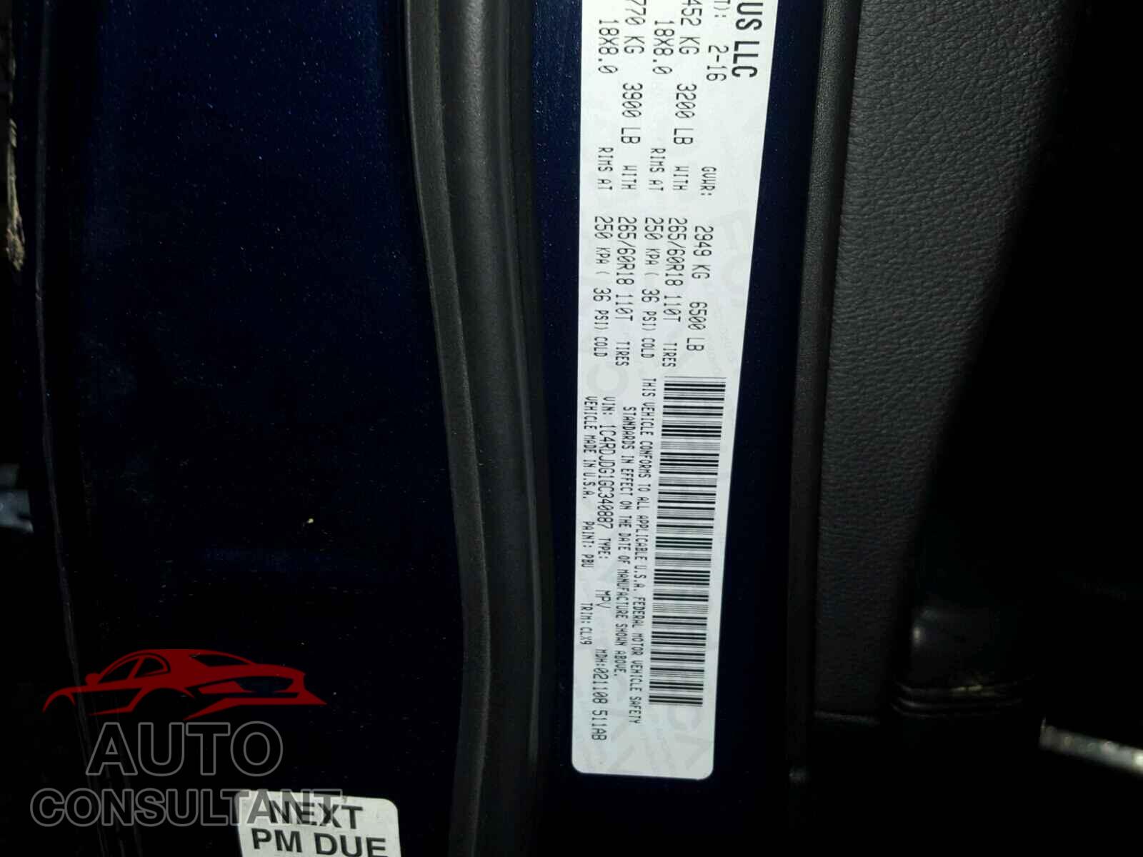 DODGE DURANGO 2016 - 1C4RDJDG1GC340887