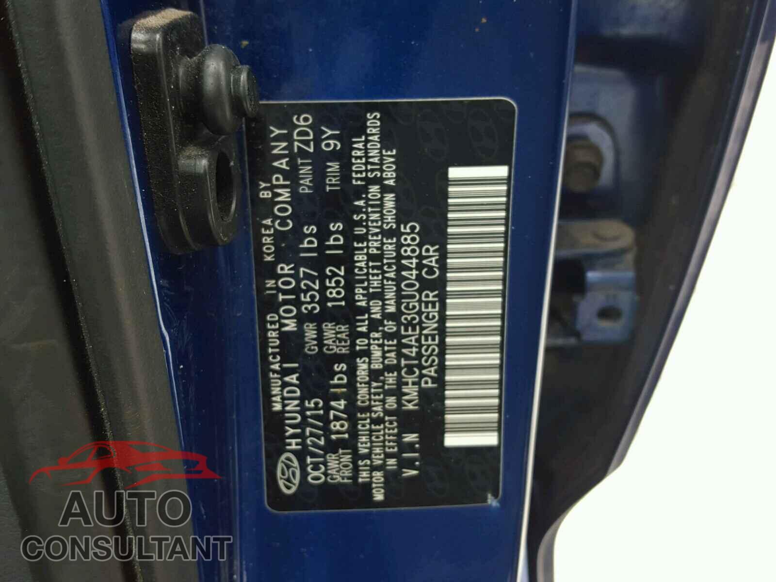 HYUNDAI ACCENT 2016 - KMHCT4AE3GU044885