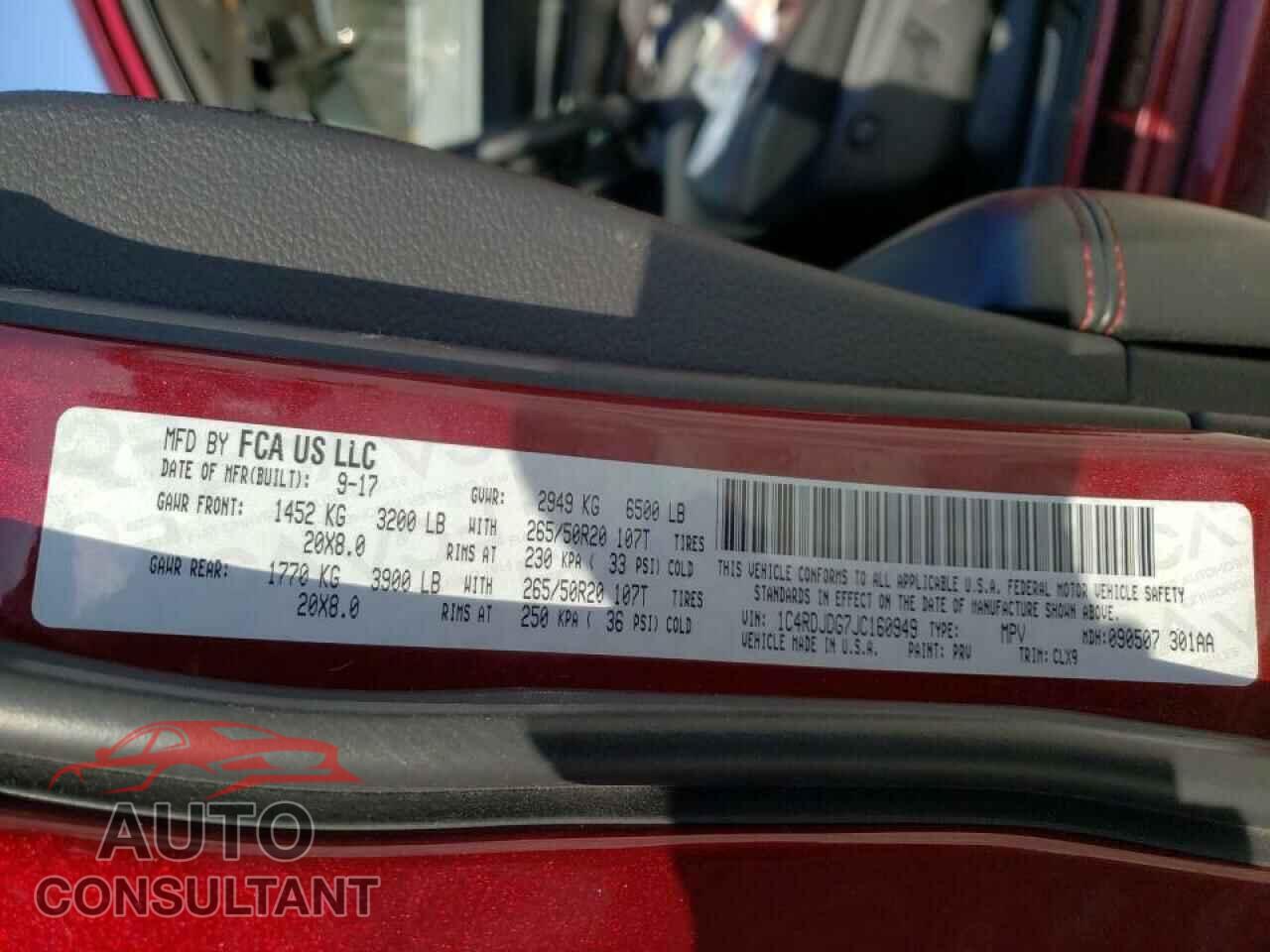 DODGE DURANGO 2018 - 1C4RDJDG7JC160949
