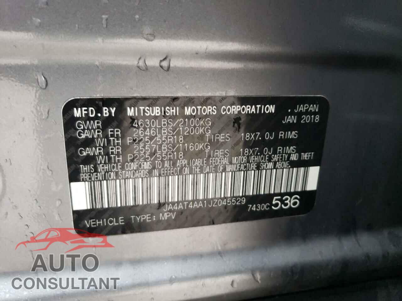 MITSUBISHI ECLIPSE 2018 - JA4AT4AA1JZ045529