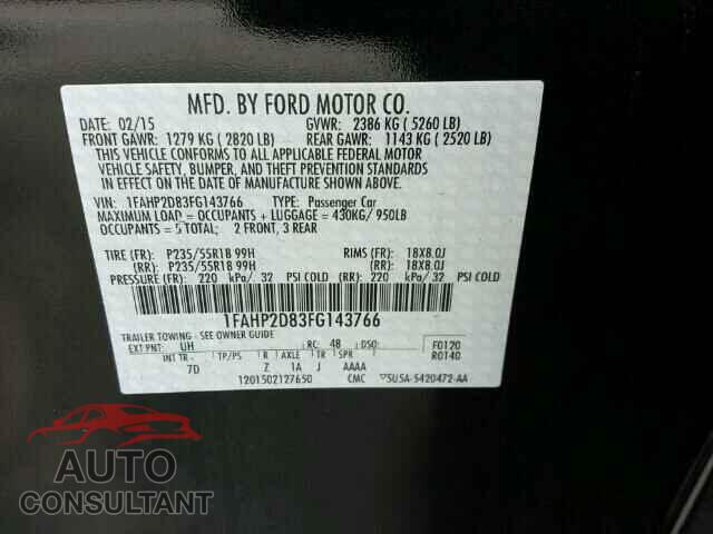 FORD TAURUS 2015 - 1FAHP2D83FG143766