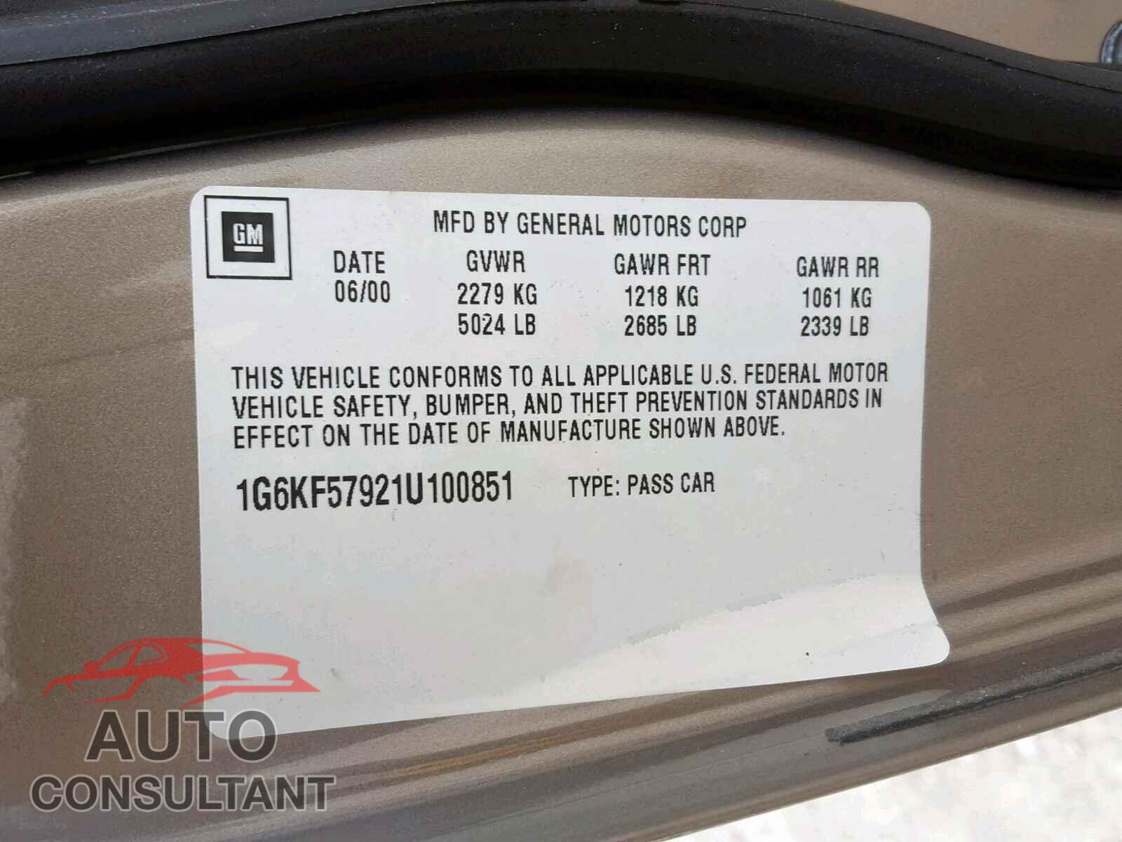 CADILLAC DEVILLE 2001 - 1V2AC2CA4LC200750