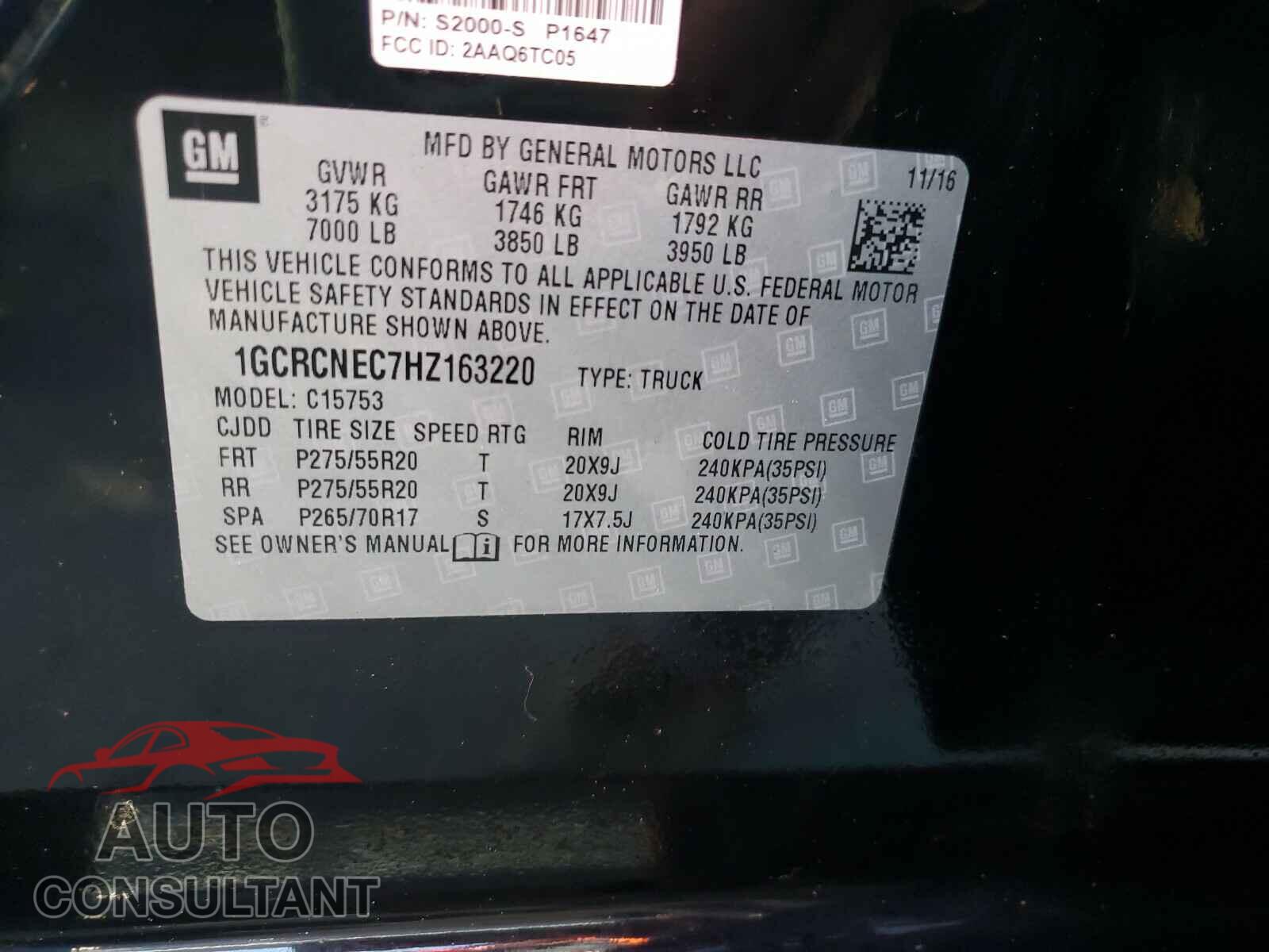 CHEVROLET SILVERADO 2017 - 19XFC2F58GE026041