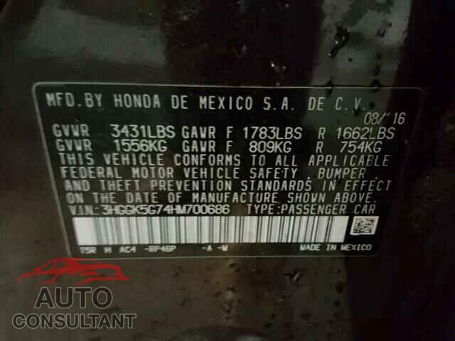 HONDA FIT 2017 - 3HGGK5G74HM700686