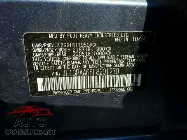 SUBARU IMPREZA 2015 - JF1GPAA68F8201230