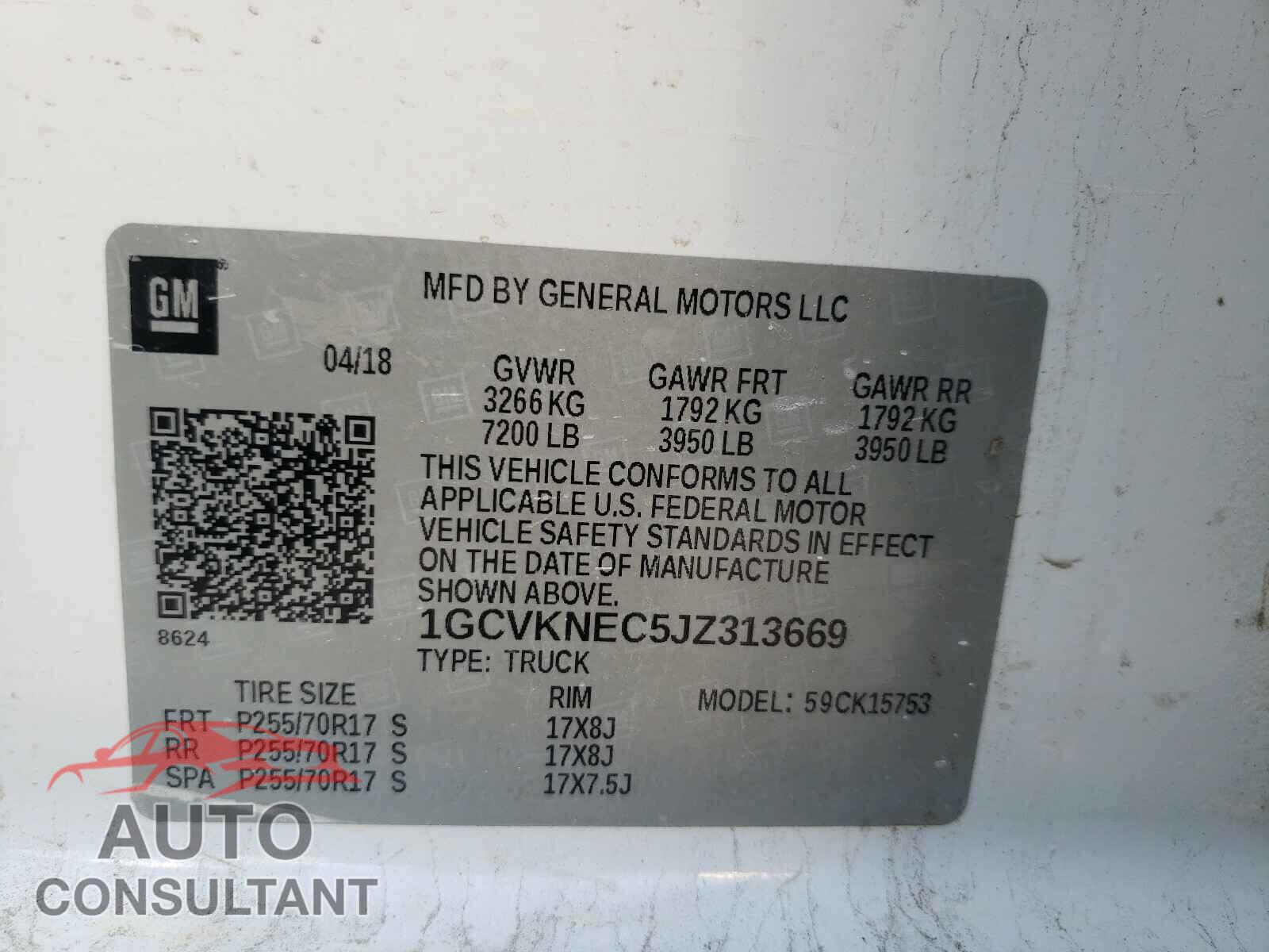 CHEVROLET SILVERADO 2018 - 1GCVKNEC5JZ313669