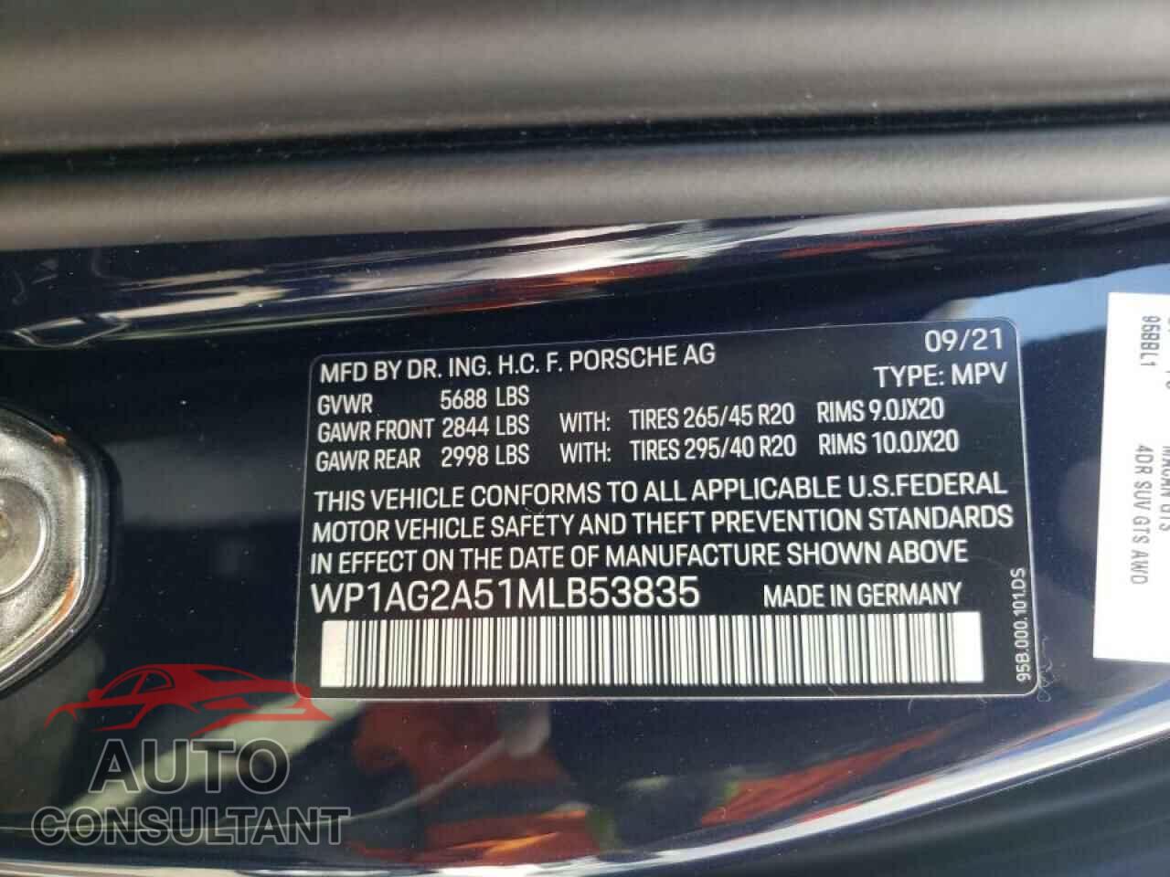PORSCHE MACAN 2021 - WP1AG2A51MLB53835