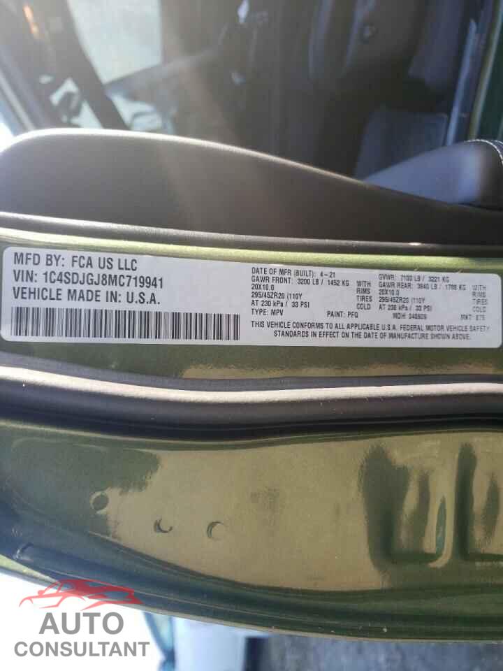 DODGE DURANGO 2021 - 1C4SDJGJ8MC719941