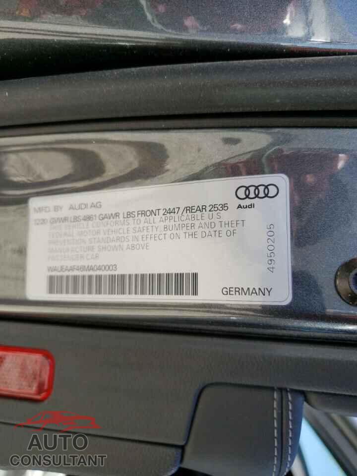 AUDI A4 2021 - WAUEAAF46MA040003