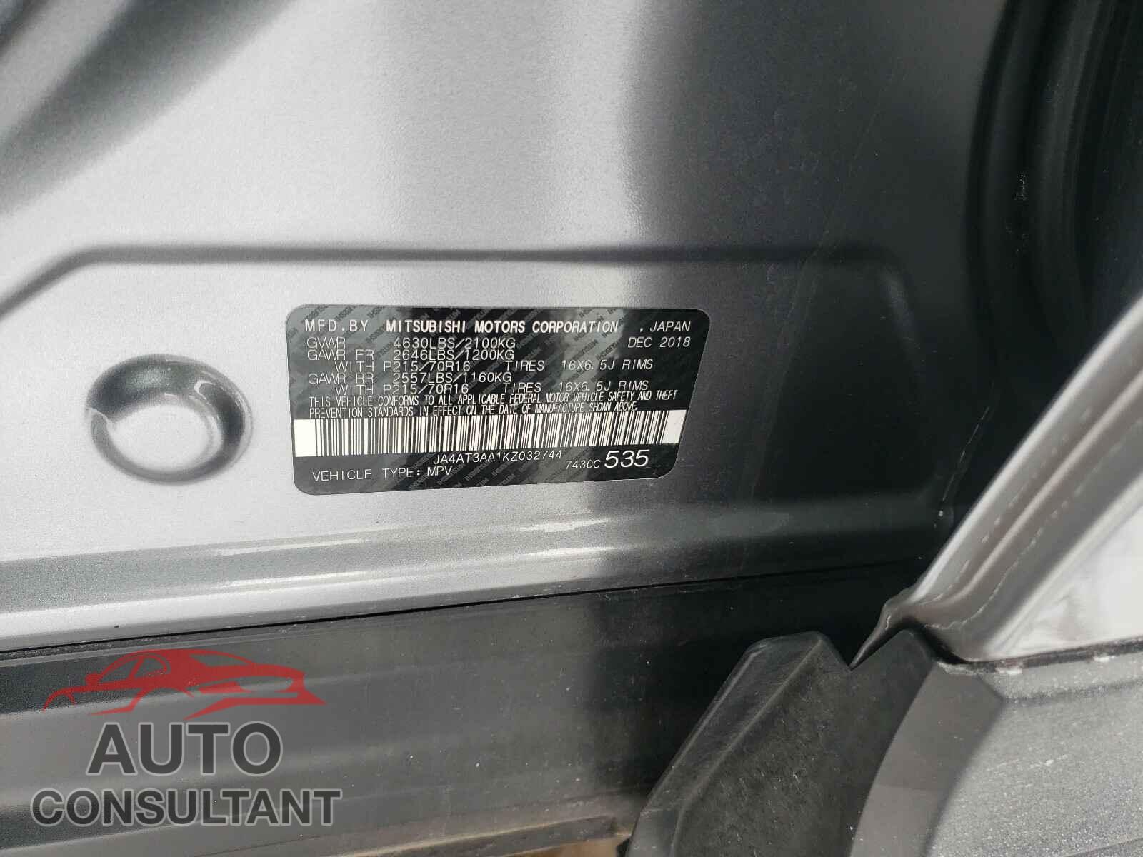 MITSUBISHI ECLIPSE 2019 - JA4AT3AA1KZ032744