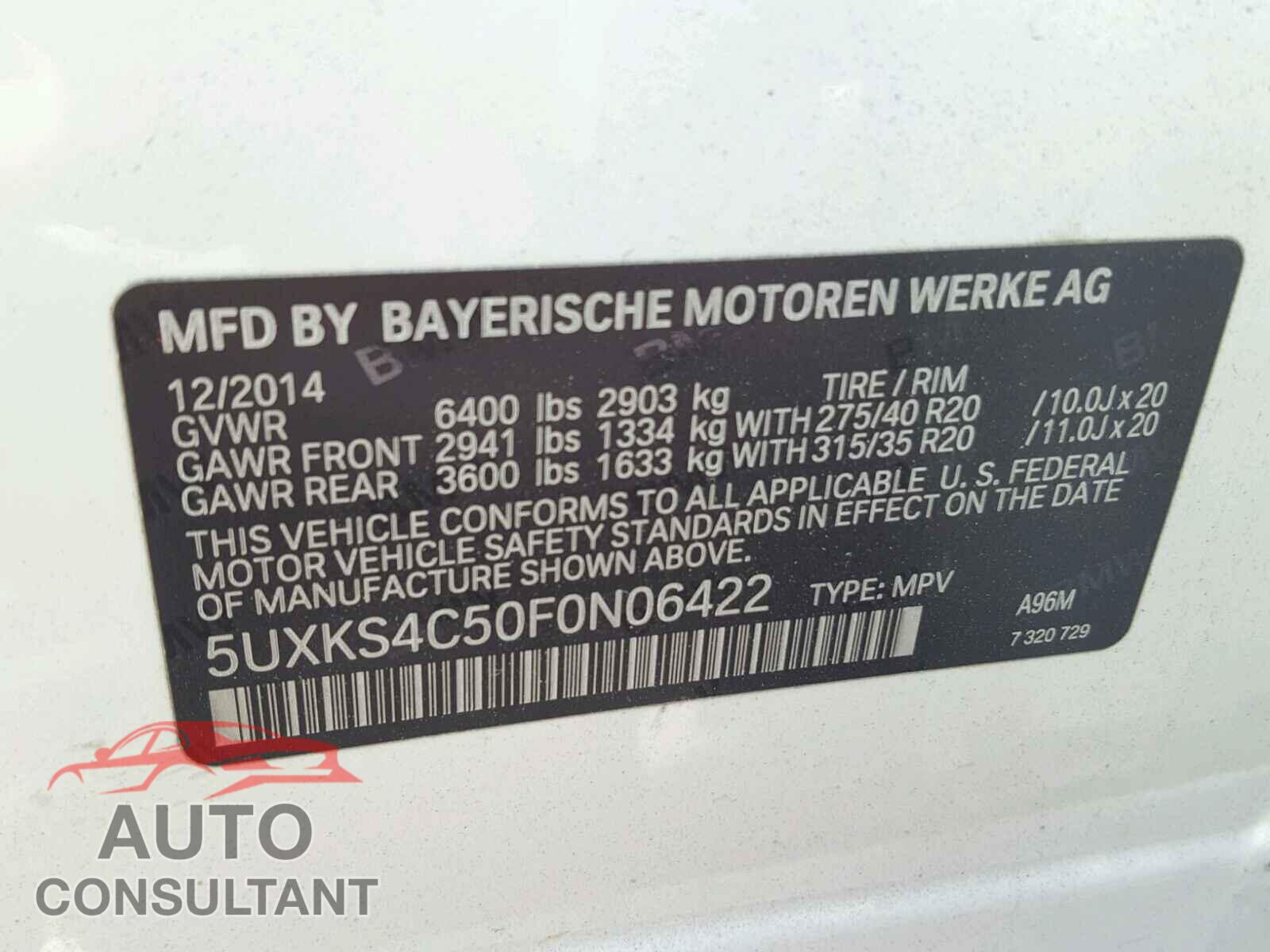 BMW X5 2015 - 5UXKS4C50F0N06422
