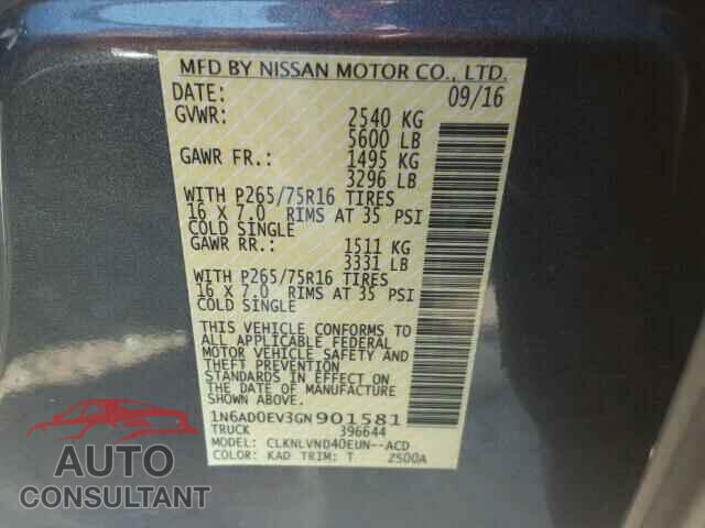 NISSAN FRONTIER 2016 - 1N6AD0EV3GN901581