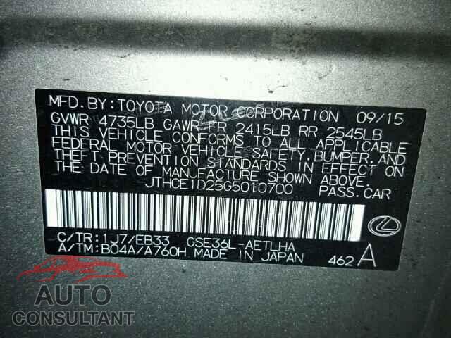 LEXUS IS 350 2016 - JTHCE1D25G5010700