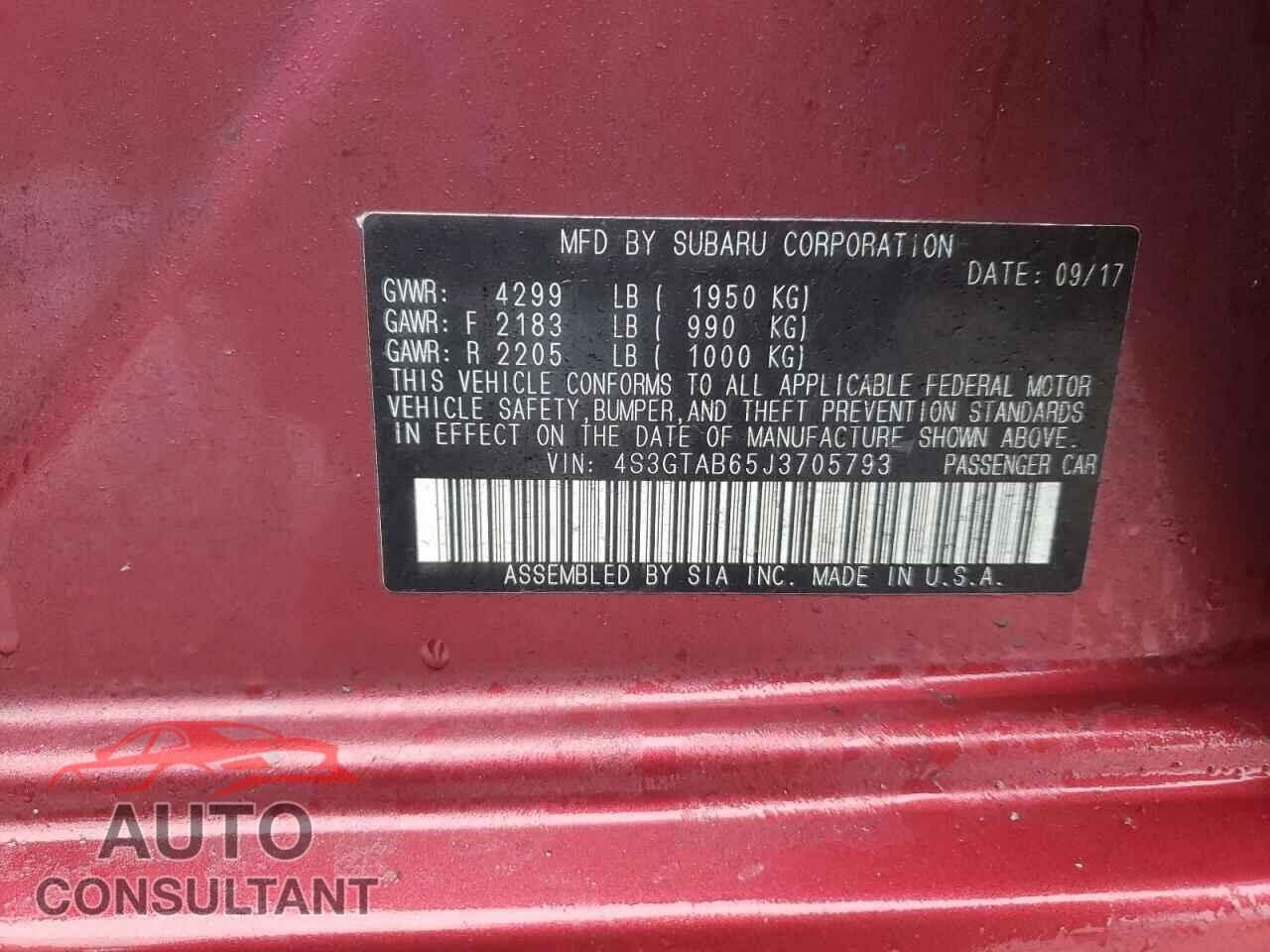 SUBARU IMPREZA 2018 - 4S3GTAB65J3705793