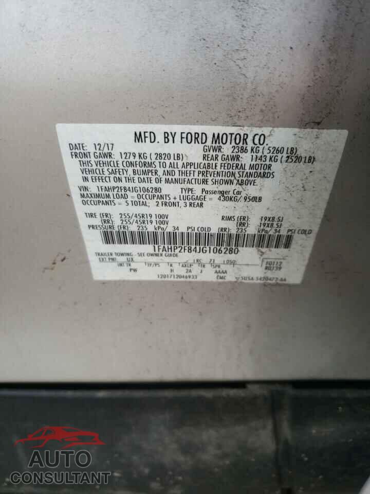 FORD TAURUS 2018 - 1FAHP2F84JG106280