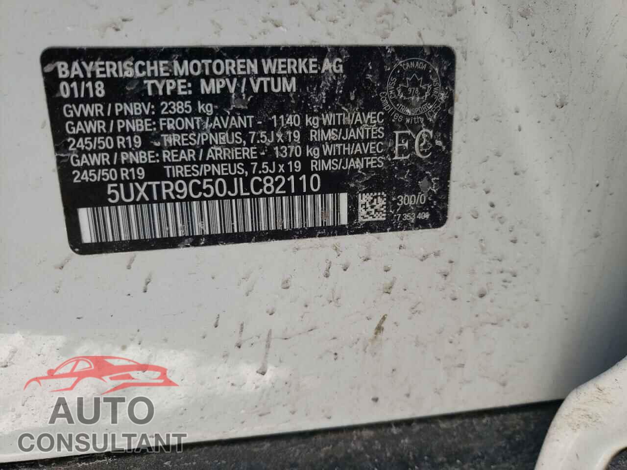 BMW X3 2018 - 5UXTR9C50JLC82110