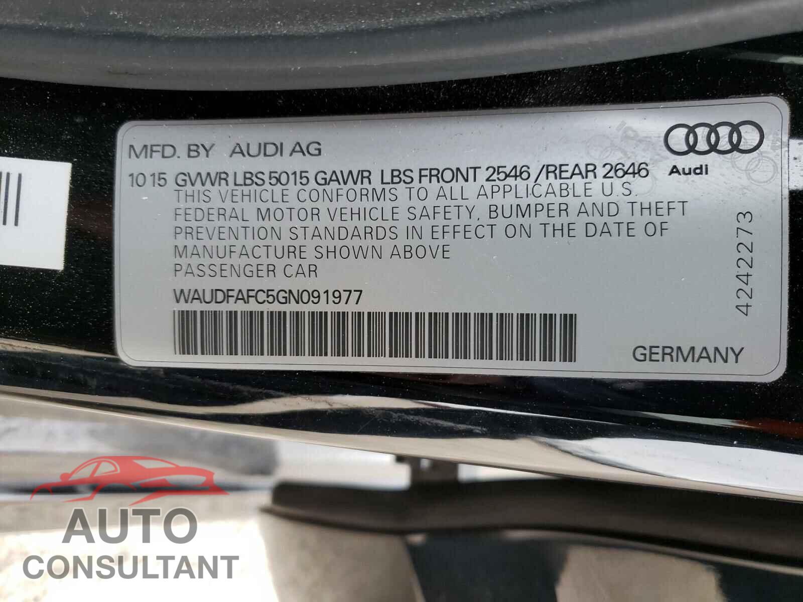 AUDI A6 2016 - WAUDFAFC5GN091977
