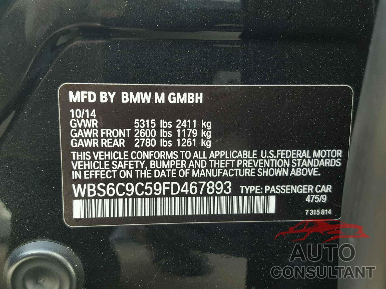 BMW M6 2015 - WBS6C9C59FD467893